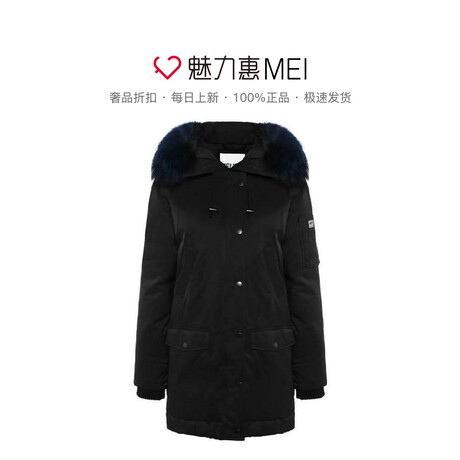 预售 KENZO/高田贤三 黑色简约白鸭绒连帽长袖女士羽绒服商品大图