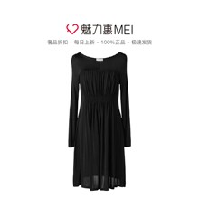预售 Ports/宝姿 黑色褶皱饰圆领长袖女士连衣裙图片