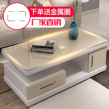 现代简约小户型客厅茶几电视柜组合套装 钢化玻璃烤漆茶几 黑白色