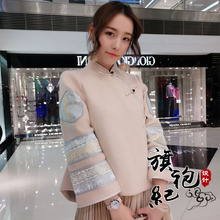 中国风秋装女汉服改良毛呢旗袍外套冬装短款时尚复古唐装中式上衣图片