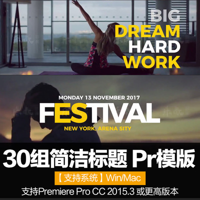 30款简洁字幕文字动画标题 Pr字幕条prCC201