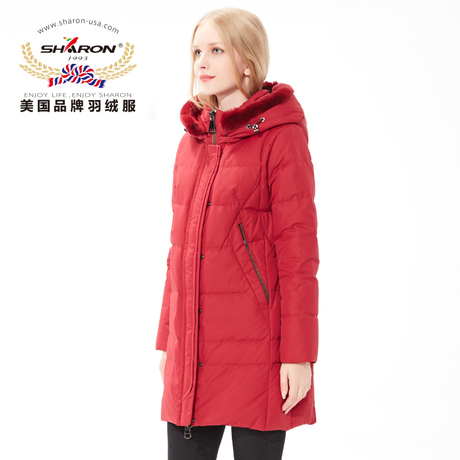 SHARON/雪伦2017美国品牌中长款老年羽绒服女冬季保暖外套潮17521商品大图