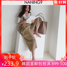 韩版 女装 宽松镭腿背带休闲九分裤 2019初秋新款 naning9韩国代购