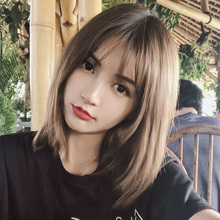 网红可爱锁骨发自然全头套式圆脸短发 假发女中长发长卷发大波浪