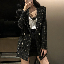 秋格子西装 外套女韩国休闲宽松洋气小香风网红小西服chic 2019新款