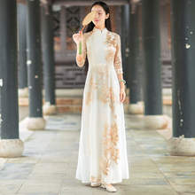 苏幕夏中式女装真丝复古上衣连衣裙长款改良唐装时尚旗袍越南奥黛图片