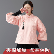 改良汉服女冬中国风女装夹棉旗袍上衣少女中式民国装改良唐装棉袄图片