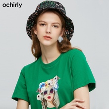 潮流撞色图案渔夫帽帽子1Z01558020 夏装 欧时力2019新款 ochirly