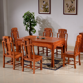 红木餐桌长方形非洲花梨木餐桌椅组合6人饭桌小户型实木餐桌餐椅