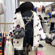 洋气豹纹针织开衫 中小童仿貂绒毛衣 女童时尚 包邮 2018秋季新款 童装