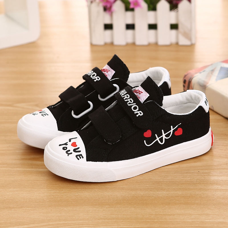 Huili Children's Shoes Big Girls' Canvas Shoes 2017 Spring and Autumn Cute Children's Canvas Shoes Girls' Casual Student Cloth Shoes