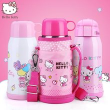 Hellokitty儿童保温杯不锈钢女学生凯蒂猫水杯带吸管儿童双盖水壶