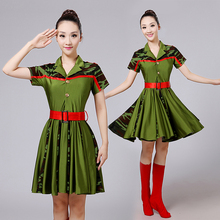 女迷彩裙女兵服装 成人军绿舞蹈迷彩演出服现代舞军鼓服军装 广场舞