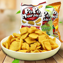 马来西亚进口 休闲零食品popo鱼味豆饼脆饼原味辣味70g 海苔味65g