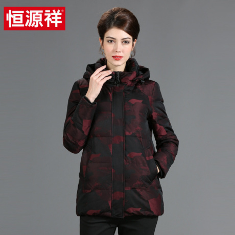 恒源祥中老年妈妈装羽绒服女短款2018冬季新款轻薄羽绒服外套女商品大图