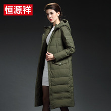 恒源祥2017冬季新款女装连帽羽绒服女中长款保暖中老年上衣女休闲图片