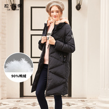 Z羽绒服拉贝缇2018女装新款欧货秋冬季过膝白鸭绒中长款外套红色图片