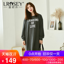 大码女装2018秋冬季新款胖mm韩版宽松字母印花慵懒风卫衣连衣裙图片