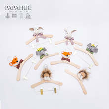 拍照道具摆件 夹木质儿童卡通衣撑童装 PAPAHUG毛毡动物宝宝衣架