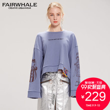 马克华菲女装2018秋新品卫衣女韩版潮学生套头卫衣女无帽图片