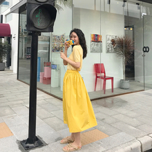 2019新款 中长款 港味半身裙女chic韩版 松紧高腰大摆裙气质伞裙