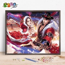 饰凯 李白 数字油画王者荣耀游戏人物自绘diy手工填色油彩画宿舍装