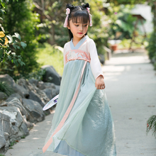 民族连衣裙秋季宝宝女唐装 儿童汉服中国风刺绣齐胸襦裙女童改良款