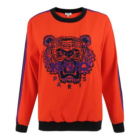 KENZO/高田贤三 女士橘红色虎头图案圆领长袖卫衣商品大图