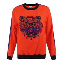 KENZO/高田贤三 女士橘红色虎头图案圆领长袖卫衣图片