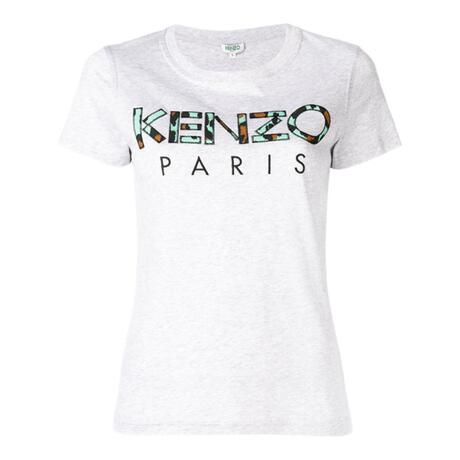 KENZO/高田贤三 女士灰色纯棉字母LOGO图案短袖T恤商品大图