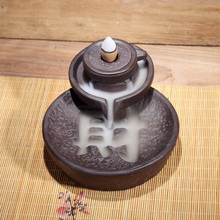 紫砂摆件陶瓷香炉烟倒流香薰炉佛手观音香炉茶宠创意石墨倒流香