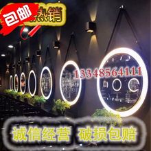 创意美容美发镜带灯镜台简约发廊镜台烫染理发店圆形双面化妆镜子