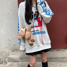 宽松薄款 衣服 WEAPONS19AW联名大白兔奶糖卫衣女情侣卡通印花帽衫