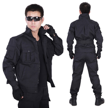 正品户外黑色迷彩服作训服男军迷保安服装春秋套装女长袖多袋耐磨