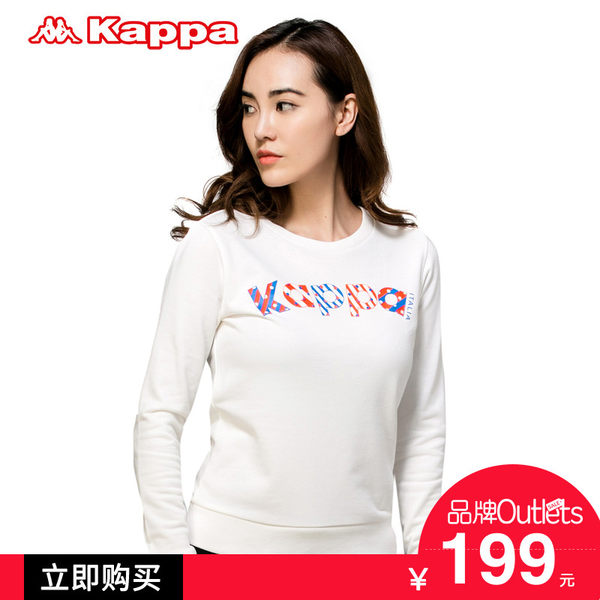 Kappa女卫衣运动服休闲长袖上衣圆领图案套头衫|K0562WT03