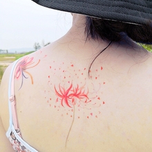 彼岸花纹身贴曼珠沙华防水女持久韩国仿真小清新可爱性感锁骨花臂
