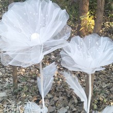 大型创意婚庆手工纸花纱花仿真立体真丝花橱窗美陈立体纱花