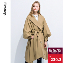 Firetrap2018春季新款女装系带收腰宽松显瘦风衣女中长款秋季外套图片