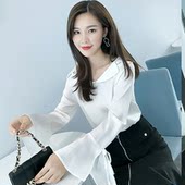 秋季雪纺衫 时尚 长袖 上衣服春秋天洋气打底小衫 2018新款 女装 秋装
