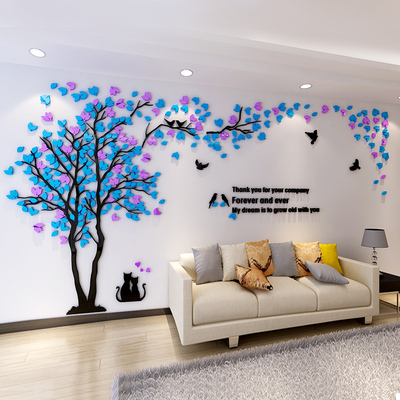 创意大树亚克力3d立体墙贴客厅电视沙发背景幼儿园墙面装饰墙贴画使用感受