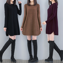秋新款宽松显瘦遮肚中长款毛衣女胖妹妹大码女装针织衫毛衣200斤图片