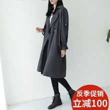2018春秋女装新款韩版小个子中长款宽松显瘦双排扣chic风衣外套女图片