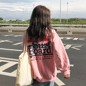 怪味少女嘻哈chic早秋天上衣慵懒潮 t恤女宽松韩版 樱田川岛ins长袖