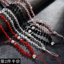 女挂件 工牌工作牌挂绳新款 挂链水晶珠子挂脖牢固手工时尚 手机长款