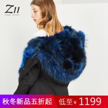 Z11女装2018冬新款皮草派克服宽松系带收腰保暖中长款连帽外套图片