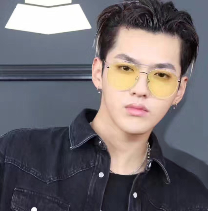 古力娜扎江疏影吴亦凡同款眼镜黄色太阳镜女粉