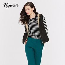UGE/依梦春秋新款中年女装韩版马甲休闲黑色连帽外套大码百搭开潮图片