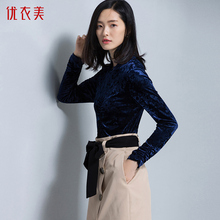 优衣美2018秋款女装新款长袖秋季时尚韩版修身雪纺衫女11542图片