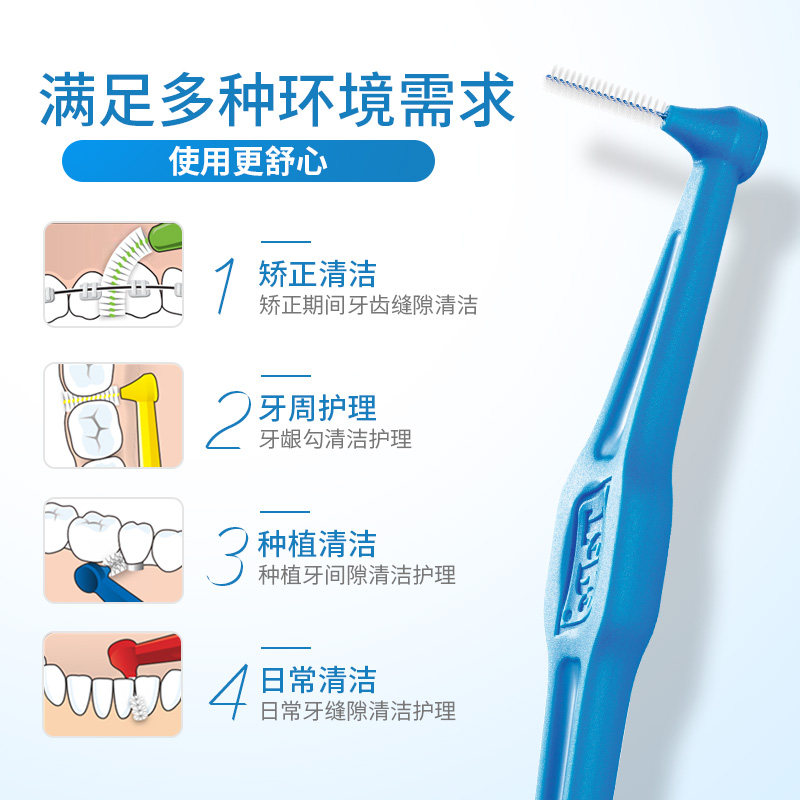 TePe进口L型长柄牙间刷 软毛牙缝刷成人牙间隙刷齿间刷正畸牙刷