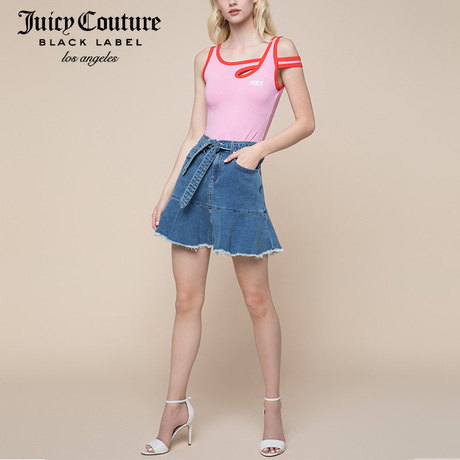 Juicy Couture腰带绑带百搭牛仔半身裙商品大图